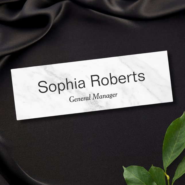 Porte-nom Marbre Employé Personnel Nom magnétique Balise Bad (White Marble Name Badge)