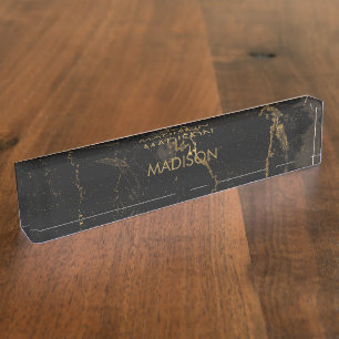 Porte-nom Marbre noir d'or