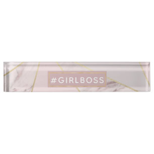 Porte-nom Marbre rose d'or de patron à la mode de fille