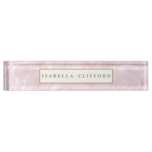 Porte-nom Marbre rose d'or de professionnel féminin de logo