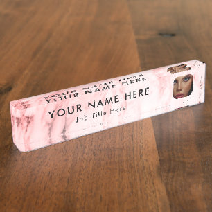 Porte-nom Marbre rose moderne Business Photo Beauty Executiv