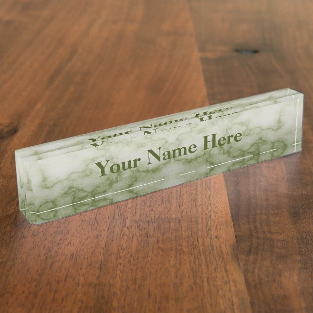 Porte-nom Marbre vert et blanc (Taille)