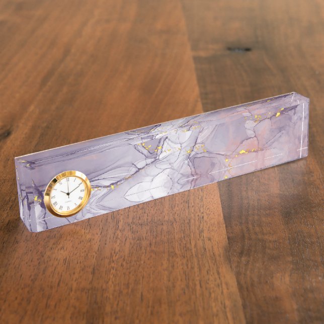Porte-nom Marbre violet et or (Taille)
