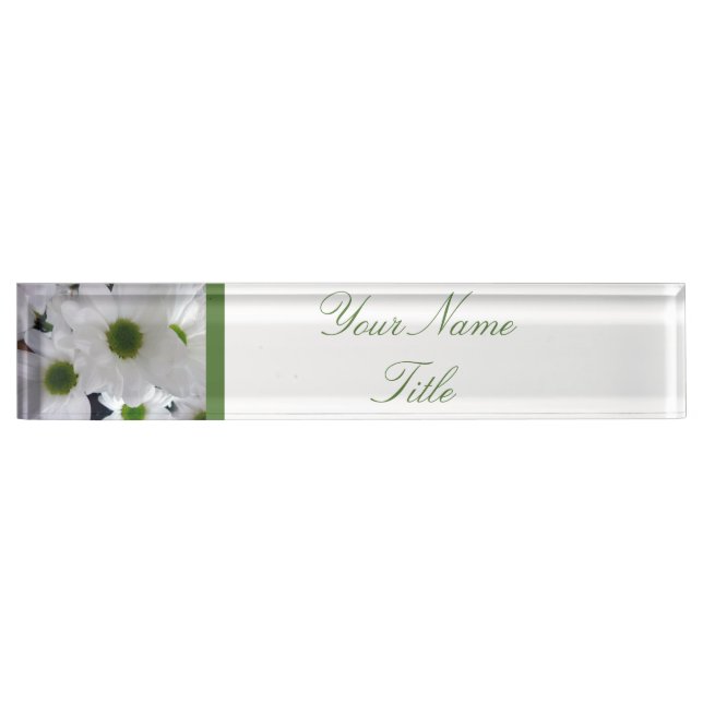 Porte-nom Marguerite faite sur commande de fleurs blanches (Devant)