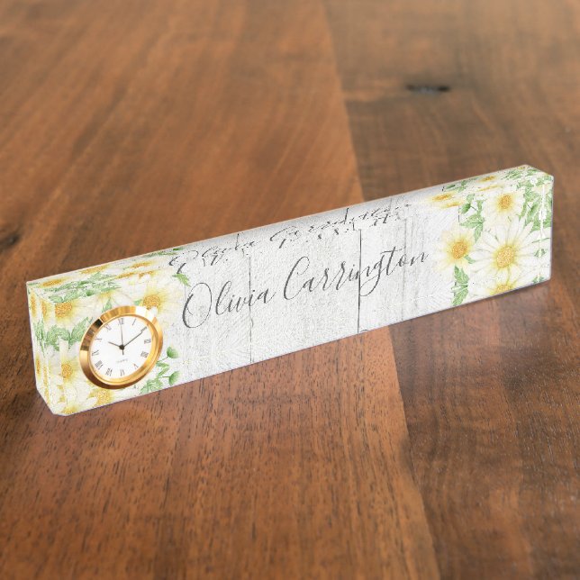 Porte-nom Marguerites personnalisées Rustiques (Taille)
