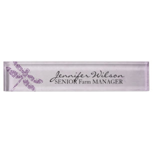 Porte-nom Mariage de libellule de Damas pourpre