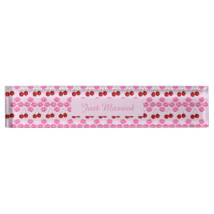 Porte-nom Mariage rose Printemps Cerisiers en fleurs et ceri