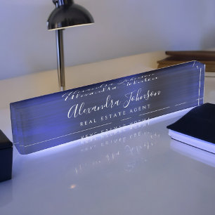 Porte-nom Marine d'affaires moderne Blue Elegant Professionn