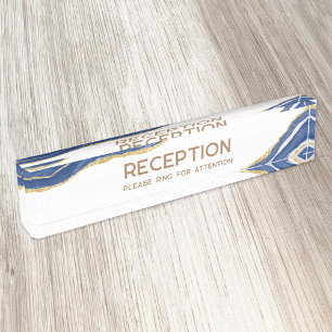 Porte-nom Marine Marbre bleu Agate Gold Parties scintillant