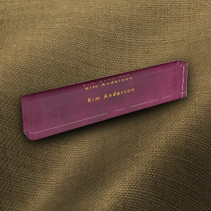 Porte-nom Marron aspect cuir personnalisable