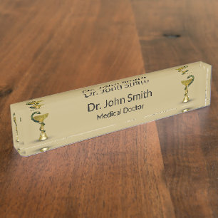 Porte-nom Médicale couteau de serpent Beige Hygieia Gold Cad