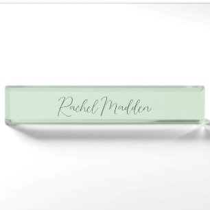 Porte-nom Menthe Green Feminine Minimale Script Nom personna