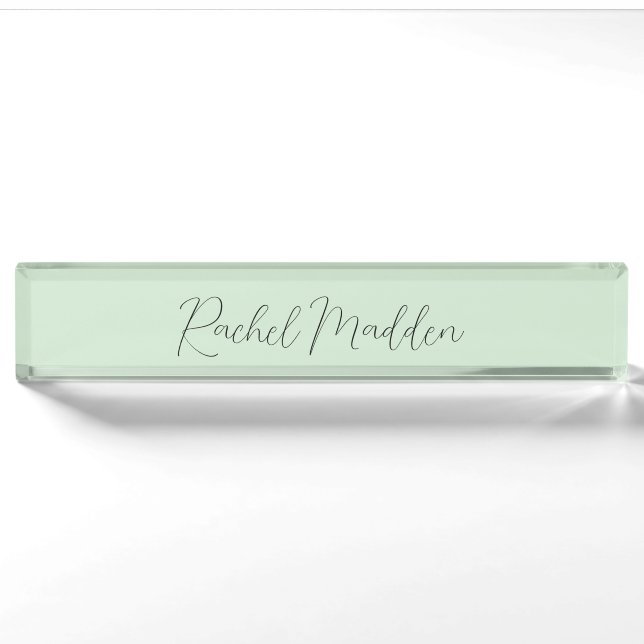 Porte-nom Menthe Green Feminine Minimale Script Nom personna (Devant)