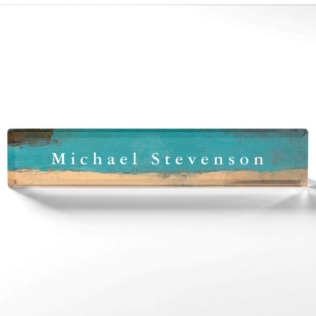 Porte-nom Mer Bleue Abstrait Design moderne Unique Personnel (Devant)