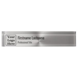 Porte-nom Métal brossé moderne Regardez votre logo ici