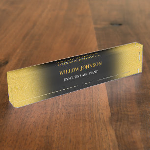 Porte-nom Metallic Gold & Black Modern Business Executive