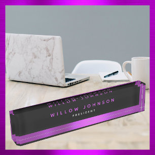 Porte-nom Metallic Purple Classy Executive Business Cadeau