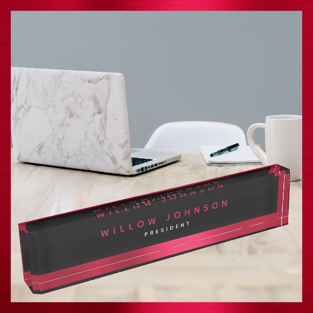 Porte-nom Metallic Red Classy Executive Business Cadeau (Metallic Red Classy Executive Business Gift Desk Name Plate)