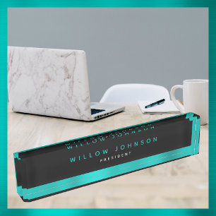 Porte-nom Metallic Turquoise Classy Executive Business Cadea