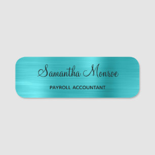 Porte-nom Métallique bleu turquoise