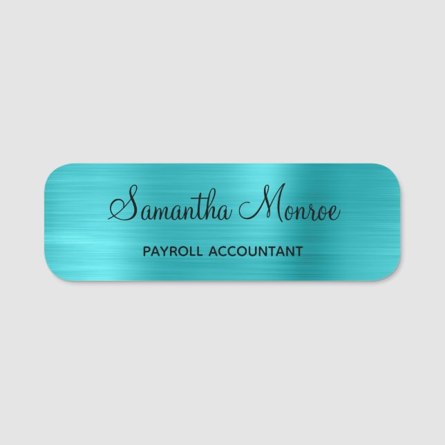 Porte-nom Métallique bleu turquoise (Devant)