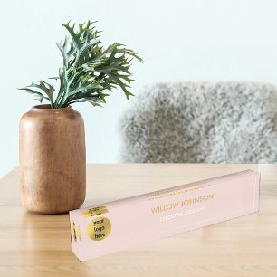Porte-nom Métallurgique or et rose pâle pour entreprise Logo