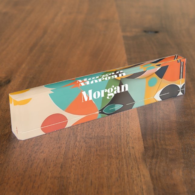 Porte-nom Mid Century Art moderne Monogramme ou nom, géométr (Taille)