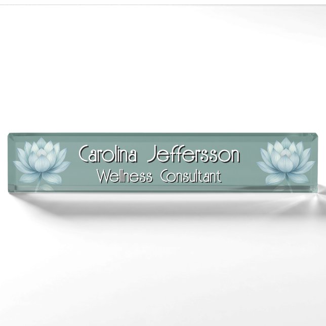 Porte-nom Mindfulness Wellness Consultant Zen Lotus Turquois (Devant)