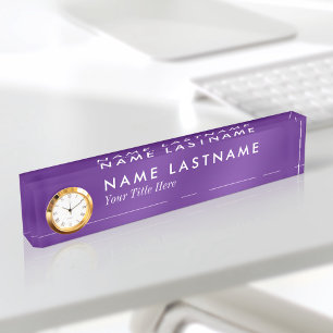 Porte-nom Mini-Personnalisé Moderne Nom Plate Horloge