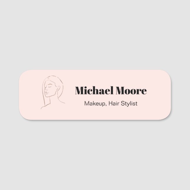 Porte-nom Mini-Visage Logo Coiffure Beauté Maquillage rose (Devant)