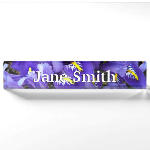 Porte-nom Miniature Bleu Irises Printemps Floral