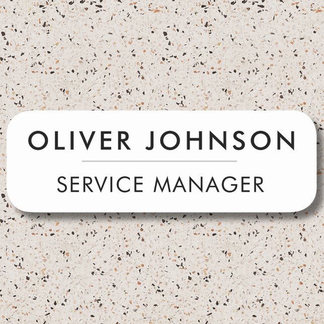 Porte-nom Minimal moderne simple blanc professionnel magnéti (Minimal Modern Simple White Professional Magnetic Name Tag)