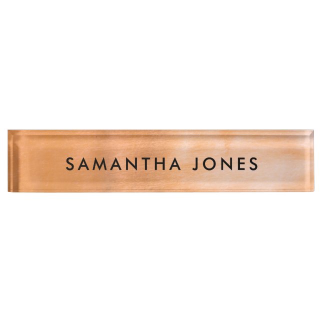 Porte-nom Minimalist Modern Metallic Copper Desk Nameplate (Devant)