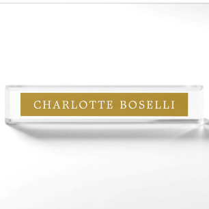 Porte-nom Minimaliste Classique Professionnel Couleur Or