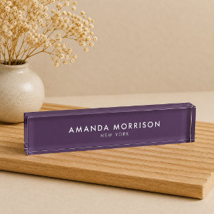 Porte-nom Minimaliste Luxe Aubergine Violet