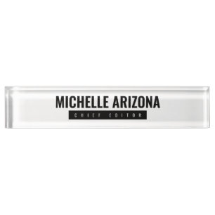 Porte-nom Minimaliste noir & blanc professionnel moderne