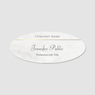 Porte-nom Modèle de script de nom de main élégante en or de 