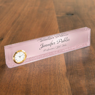 Porte-nom Modèle de script de Parties scintillant Gold Rose