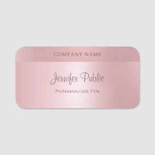 Porte-nom Modèle de script élégant Glamor Rose Gold Moder