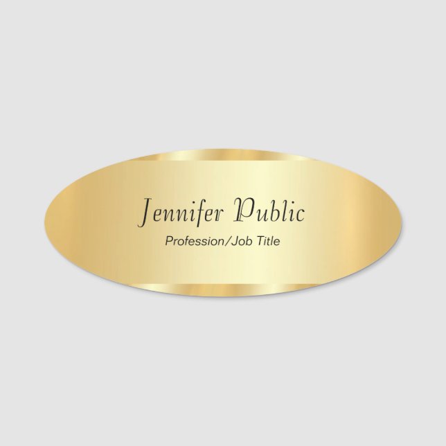 Porte-nom Modèle de script élégant pour glamour d'or personn (Devant)