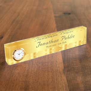 Porte-nom Modèle de script manuscrit Faux Gold Elegant