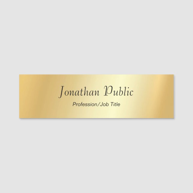 Porte-nom Modèle de script moderne Faux Gold personnalisé (Devant)