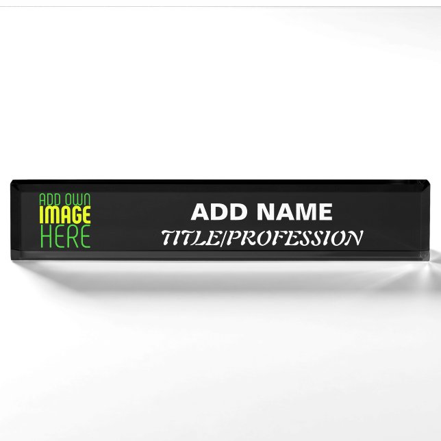 PORTE-NOM MODÈLE DE TEXTE D'IMAGE NOIRE SIMPLE ET MODERNE (Devant)