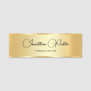 Porte-nom Modèle de typographie personnalisée Faux Gold Scri