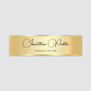 Porte-nom Modèle de typographie personnalisée Gold Look tend