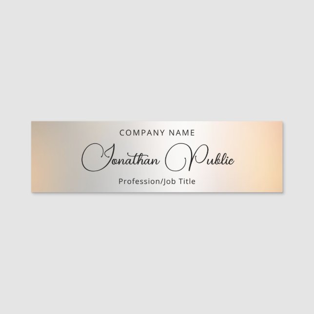 Porte-nom Modèle élégant tendance texte manuscrit Silver (Devant)