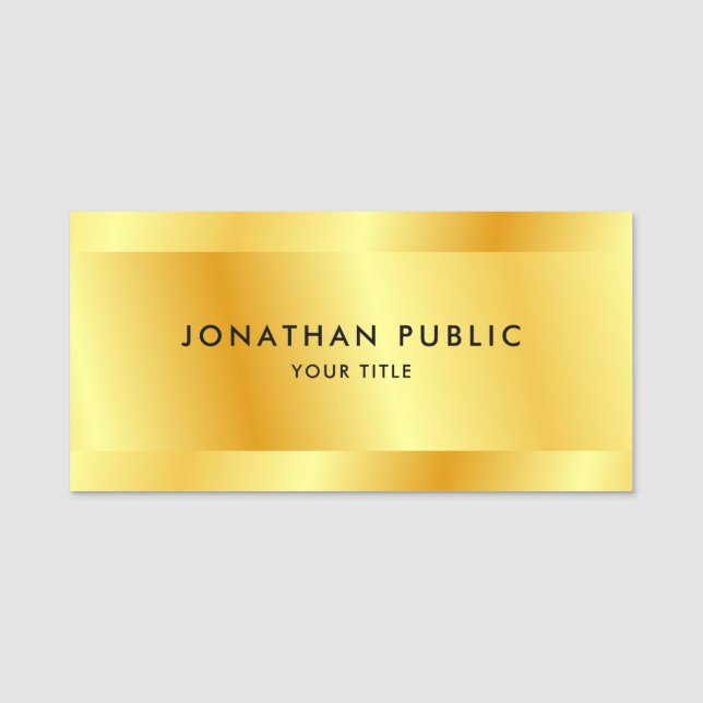 Porte-nom Modèle Faux Gold Personnalisé Élégant Moderne (Devant)