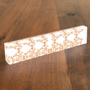 Porte-nom Modèle floral symétrique avec motif orange