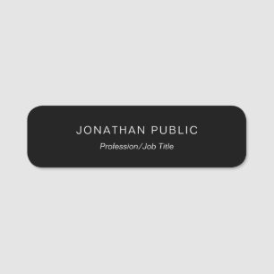 Porte-nom Modèle noir minimaliste moderne élégant arrondi