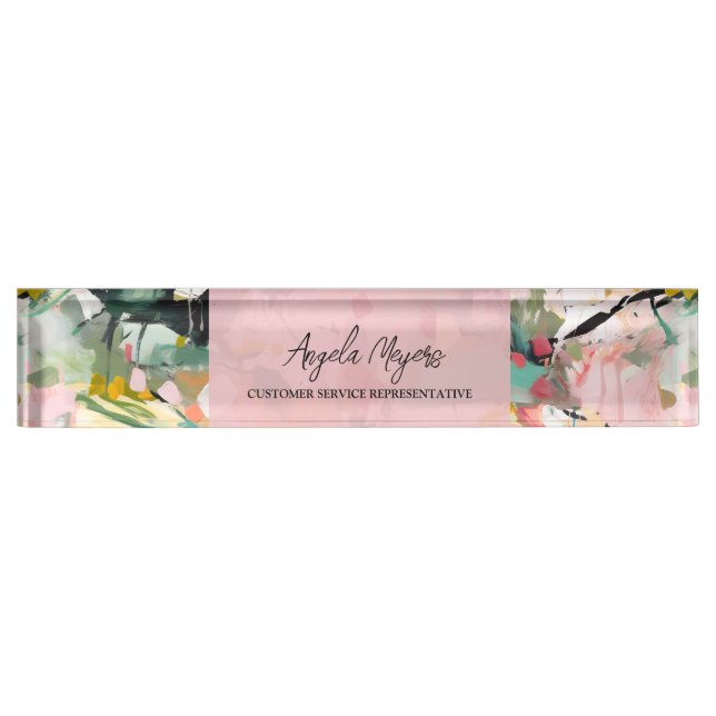 Porte-nom Modern Abstract Floral Art Personalized (Devant)